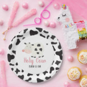 Heilige Koe Roze Daisy Koe Afdrukdag Papieren Bordje (Feest)