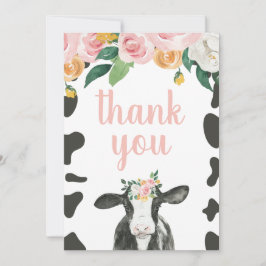 Heilige Koe Roze Gingham bloemen Verjaardag Bedank Bedankkaart