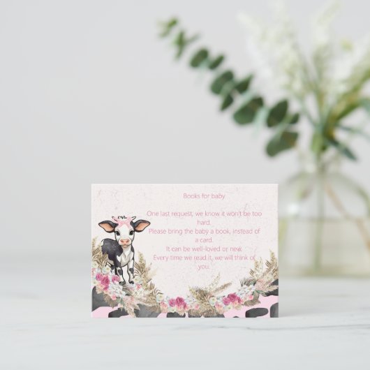 Heilige Koe Roze koe print baby shower Boeken voor Informatiekaartje (Staand voorkant)