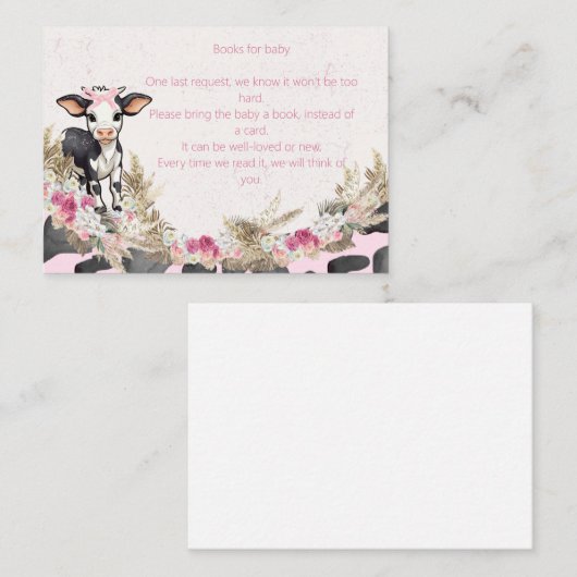 Heilige Koe Roze koe print baby shower Boeken voor Informatiekaartje (Voorkant / Achterkant)