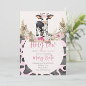 Heilige Koe Roze koe print baby shower Kaart (Staand voorkant)