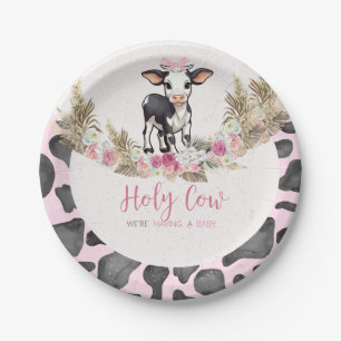 Heilige Koe Roze koe print baby shower Papieren Bordje