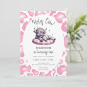 Heilige Koe Roze Meisje eerste verjaardag Kaart (Staand voorkant)