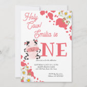 Heilige koe roze patroon schattige koe verjaardags kaart (Voorkant)