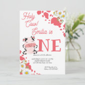 Heilige koe roze patroon schattige koe verjaardags kaart (Staand voorkant)