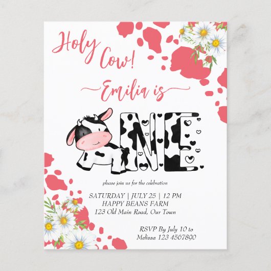 Heilige koe roze schattige koe verjaardagsbudget u (Voorkant)