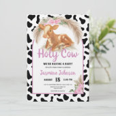 Heilige Koe Rustic Western Floral Pampas Baby show Kaart (Staand voorkant)