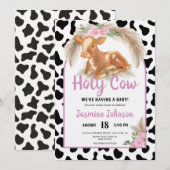 Heilige Koe Rustic Western Floral Pampas Baby show Kaart (Voorkant / Achterkant)