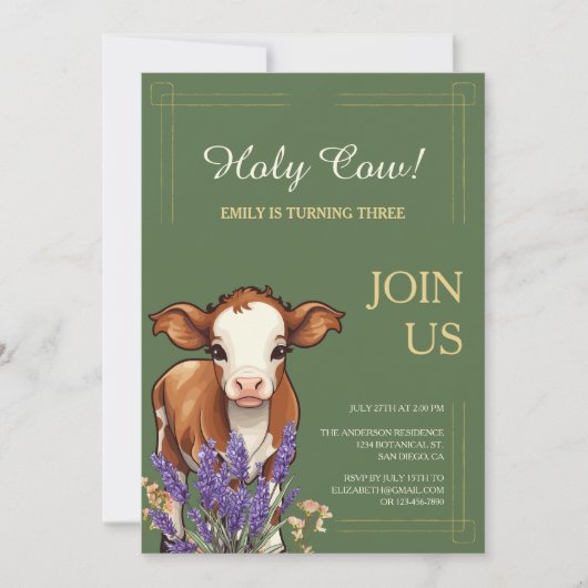 Heilige Koe Rustiek Boerderij Dier Verjaardagsfees Kaart (Voorkant)
