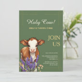 Heilige Koe Rustiek Boerderij Dier Verjaardagsfees Kaart (Staand voorkant)