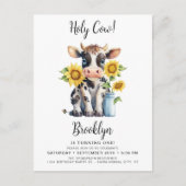 Heilige Koe Schattige Boerderij Dier 1e Verjaardag Briefkaart (Voorkant)