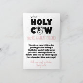 Heilige Koe Schattige Modern Kind verjaardagsfeest Bedankkaart (Binnen)