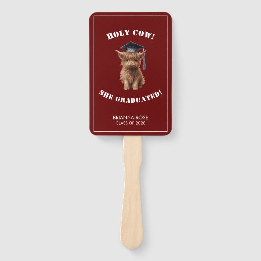 Heilige Koe! Schuur rood Afstuderen Handwaaier (Voorkant)