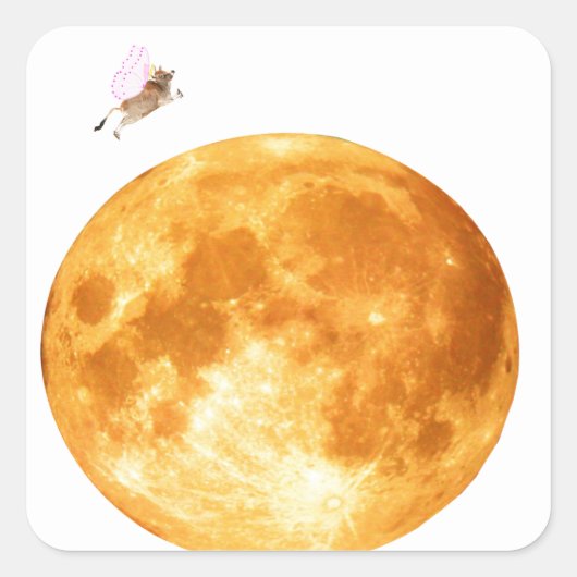 Heilige Koe springt over de maan envelop afdichtin Vierkante Sticker (Voorkant)