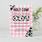 Heilige Koe Twee Moo-dy Birthday Uitnodiging (Staand voorkant)