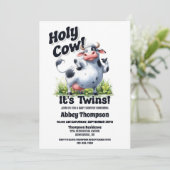 Heilige Koe Tweeling Baby Shower Kaart (Staand voorkant)