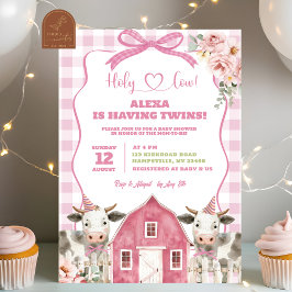 Heilige Koe Tweeling Baby Shower Uitnodiging
