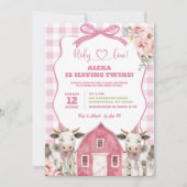 Heilige Koe Tweeling Baby Shower Uitnodiging (Voorkant)