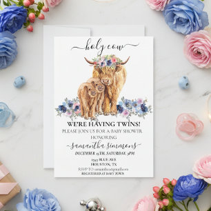 Heilige Koe Tweeling Hoogland Kalf Baby Shower Roz Kaart