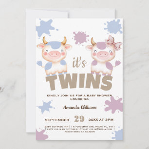 Heilige koe tweeling meisje jongen baby shower kaart