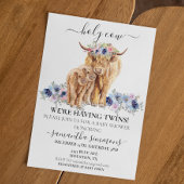 Heilige Koe Twins Highland Calf Baby shower Roze B Kaart