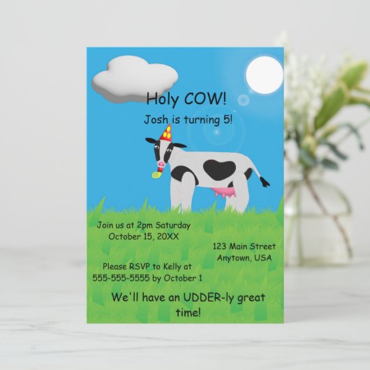 Heilige KOE Verjaardag Kaart (Staand voorkant)