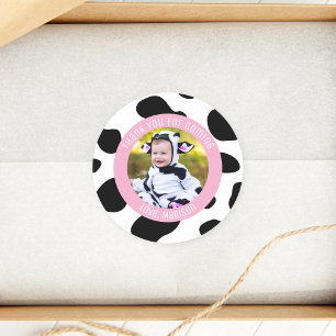 Heilige Koe Verjaardagsfoto Dank u voor uw komst Ronde Sticker