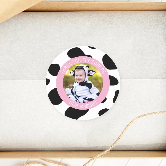 Heilige Koe Verjaardagsfoto Dank u voor uw komst Ronde Sticker