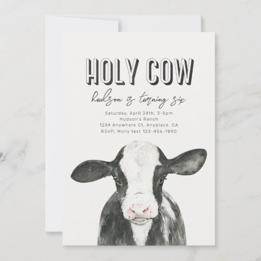 Heilige Koe Verjaardagsuitnodiging | Koe Partij Kaart (Voorkant)
