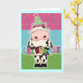 Heilige Koe viert verjaardag Kaart (Gele Bloem)