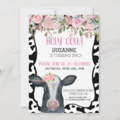 Heilige Koe Waterverf Roze bloemen Kaart (Voorkant)