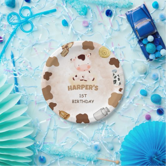 Heilige koe waterverf schattig verjaardagsfeest papieren bordje (Feest)