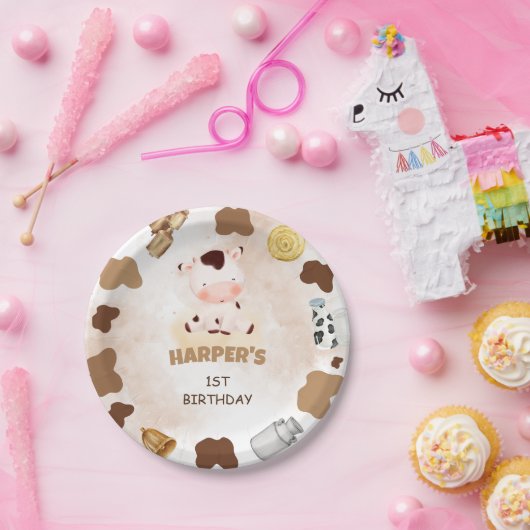 Heilige koe waterverf schattig verjaardagsfeest papieren bordje (Feest)