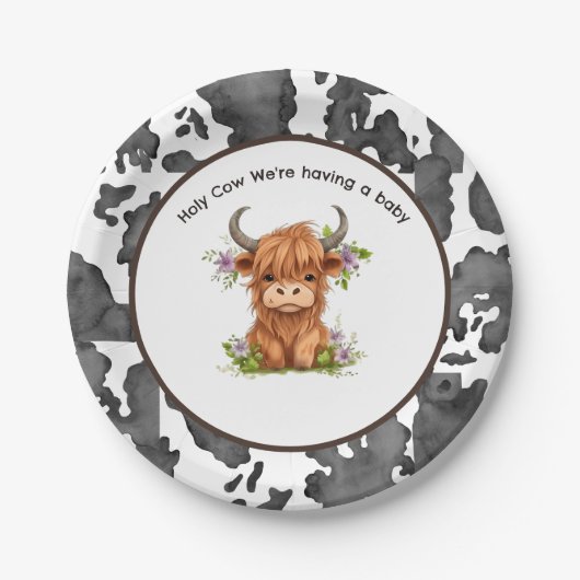 Heilige Koe, we hebben een Baby Papieren Bordje (Voorkant)