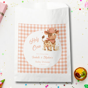 Heilige Koe, we hebben een Baby Rustic Peach Plaid Bedankzakje