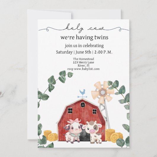 Heilige Koe, we hebben een tweeling baby shower Kaart (Voorkant)