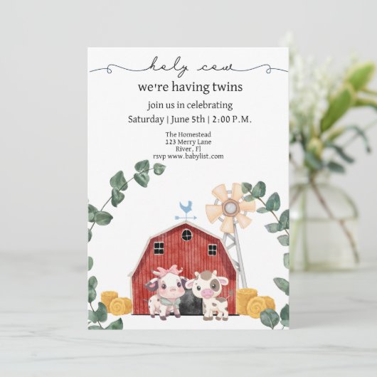 Heilige Koe, we hebben een tweeling baby shower Kaart (Staand voorkant)