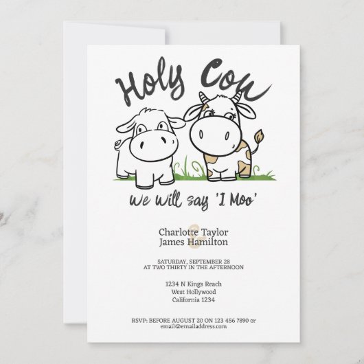 Heilige Koe We zullen zeggen ik moo bruiloft Kaart (Voorkant)