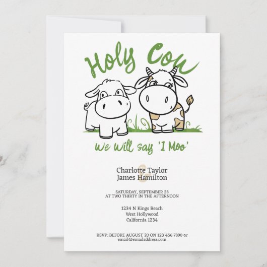 Heilige Koe We zullen zeggen ik moo bruiloft Kaart (Voorkant)