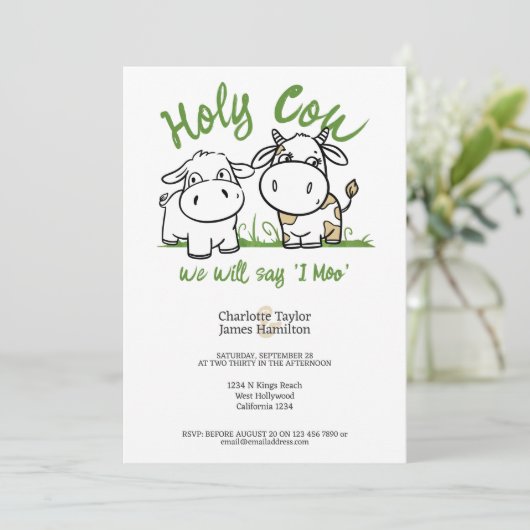 Heilige Koe We zullen zeggen ik moo bruiloft Kaart (Staand voorkant)