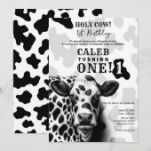 Heilige Koe! Zwart & Wit Land 1 1e verjaardag Kaart (Voorkant / Achterkant)