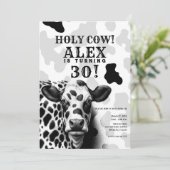 Heilige Koe! Zwart & Wit Land Verjaardagsfeestje Kaart (Staand voorkant)