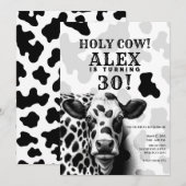 Heilige Koe! Zwart & Wit Land Verjaardagsfeestje Kaart (Voorkant / Achterkant)