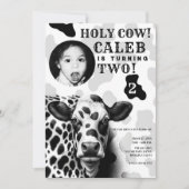 Heilige Koe! Zwart & Wit Land Verjaardagsfeestje Kaart (Voorkant)