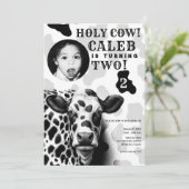 Heilige Koe! Zwart & Wit Land Verjaardagsfeestje Kaart (Staand voorkant)