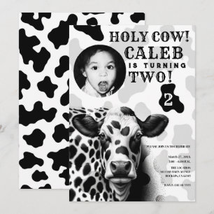Heilige Koe! Zwart & Wit Land Verjaardagsfeestje Kaart
