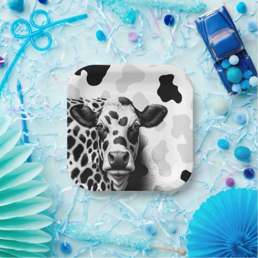 Heilige Koe! Zwart & Wit Land Verjaardagsfeestje Papieren Bordje (Feest)