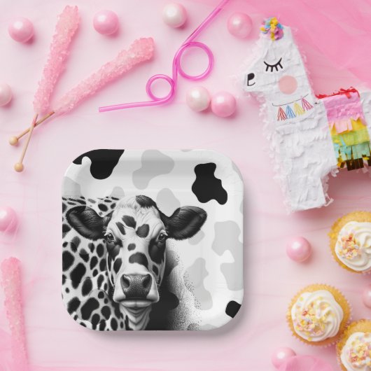 Heilige Koe! Zwart & Wit Land Verjaardagsfeestje Papieren Bordje (Feest)