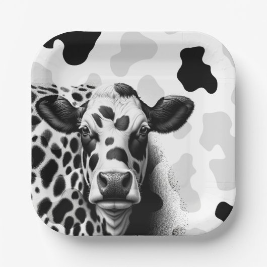 Heilige Koe! Zwart & Wit Land Verjaardagsfeestje Papieren Bordje (Voorkant)