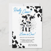 Heilige koe zwarte en blauwe koe verjaardagsfeest kaart (Voorkant)